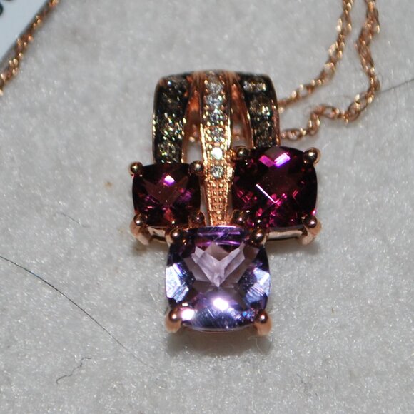 NWT LeVian 14KRG Multi-Stone (1-5/8 ct. tw.) & Diamond Accent Pendant Necklace